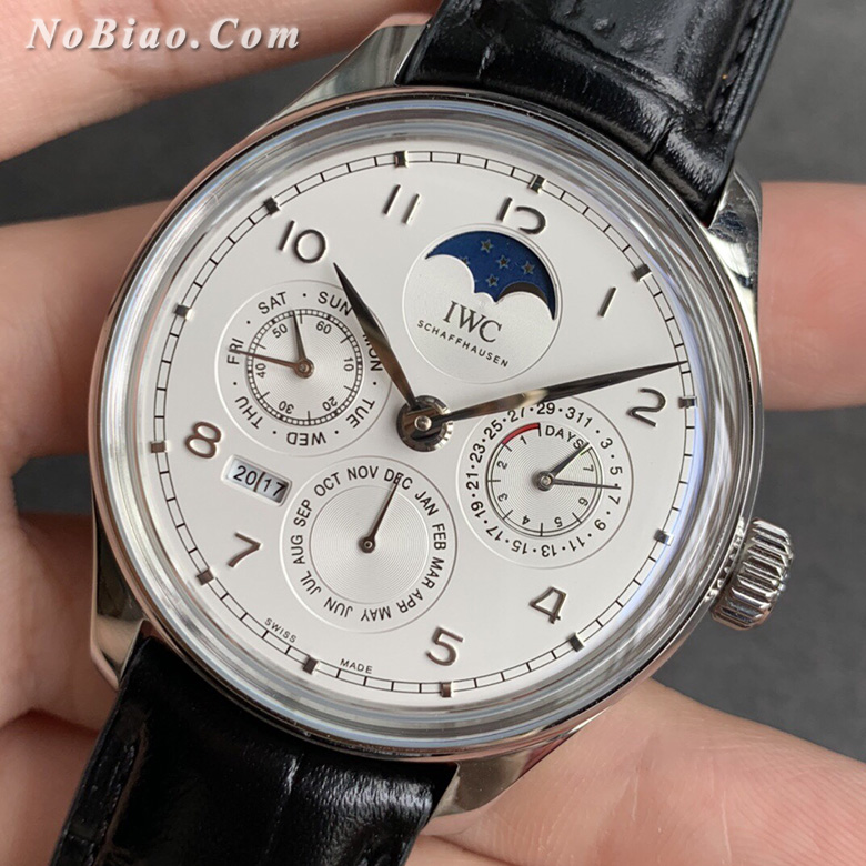 V9厂万国葡萄牙系列白面皮带万年历复刻手表