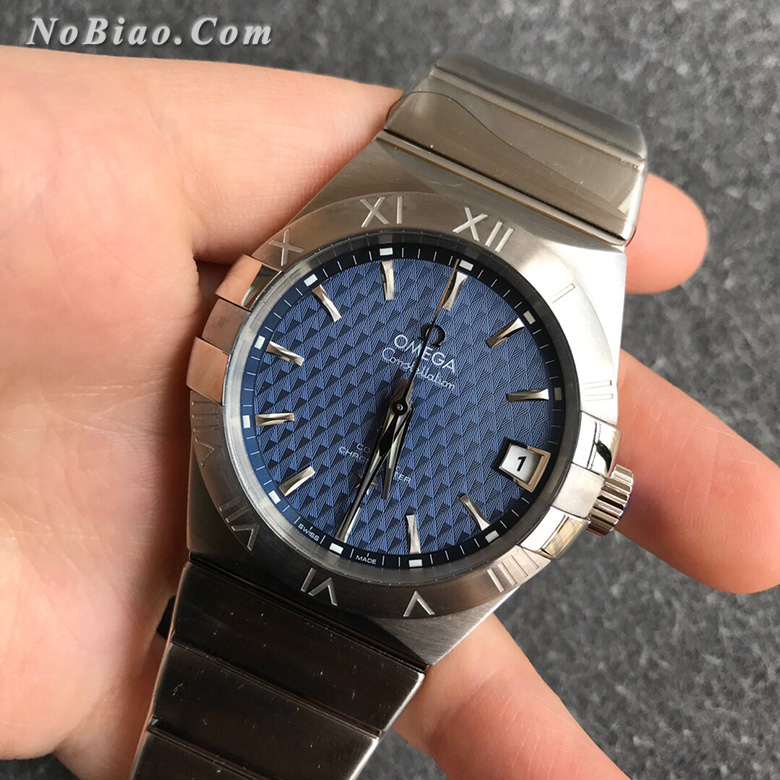 VS厂最强欧米茄星座系列123.10.38.21.03.001男款38毫米蓝面菱形纹盘复刻手表